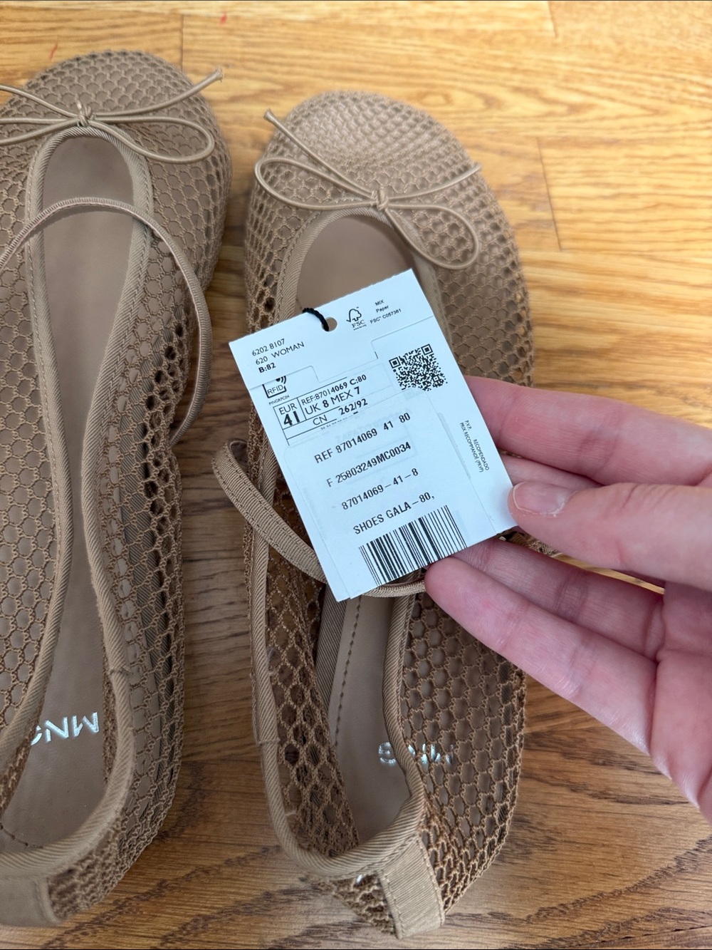 NWT Mango MNG Buckle Strap Fishnet Ballet Flat Size EU 41 / US 9.5 - Picture 8 of 10